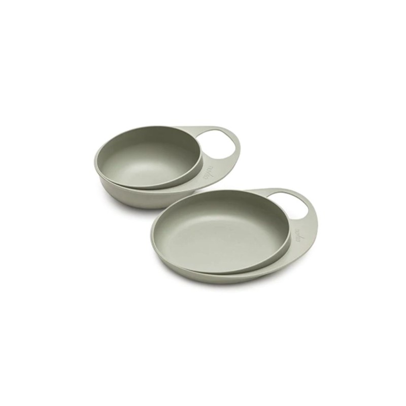 EASY EATING - Set ciotola e piattino 6m+ - SAGE GREEN